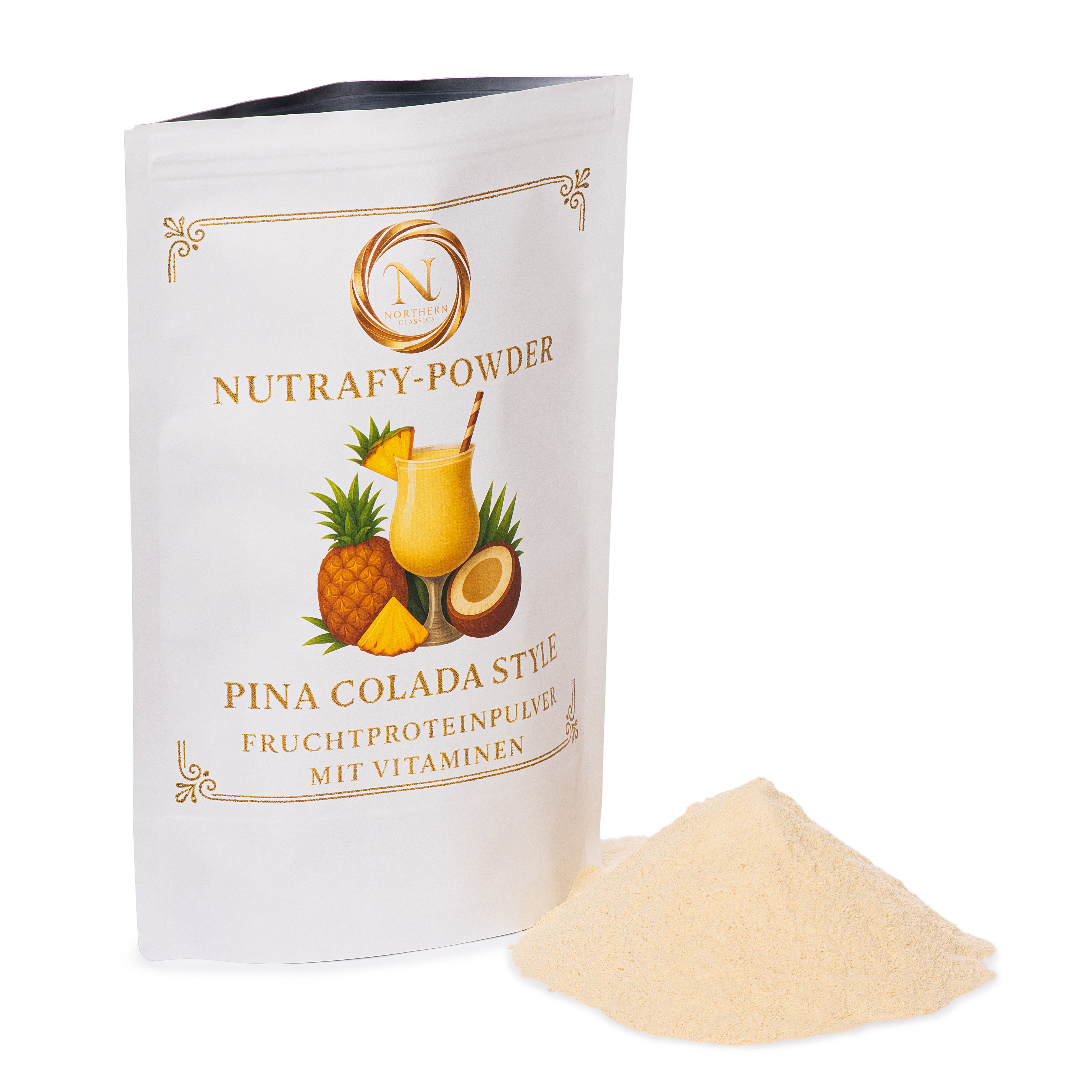 Nutrafy Powder – Pina Colada Style; Proteinfruchtpulver mit Vitaminen, 500g Tüte