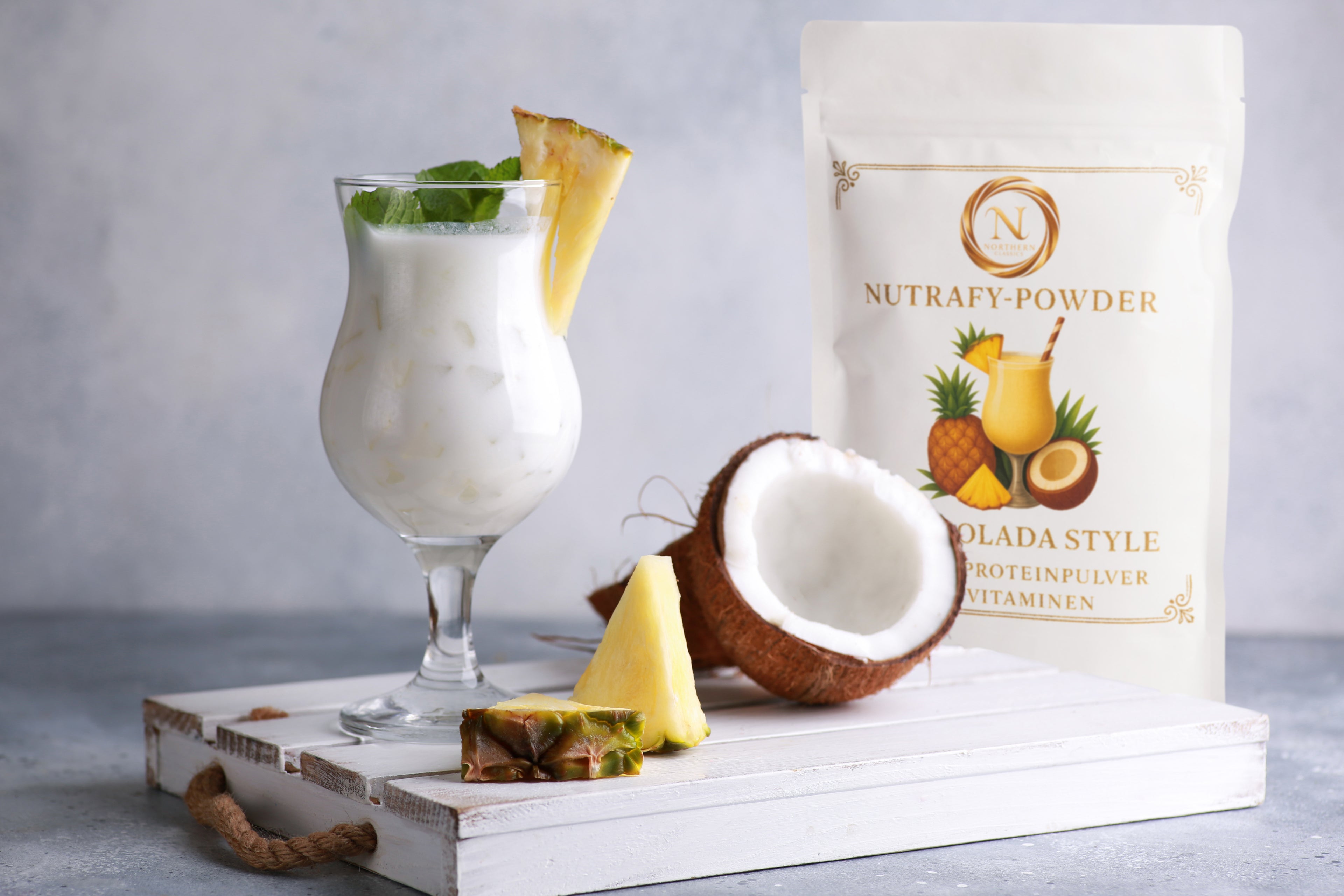 Nutrafy Powder – Pina Colada Style; Proteinfruchtpulver mit Vitaminen, 500g Tüte